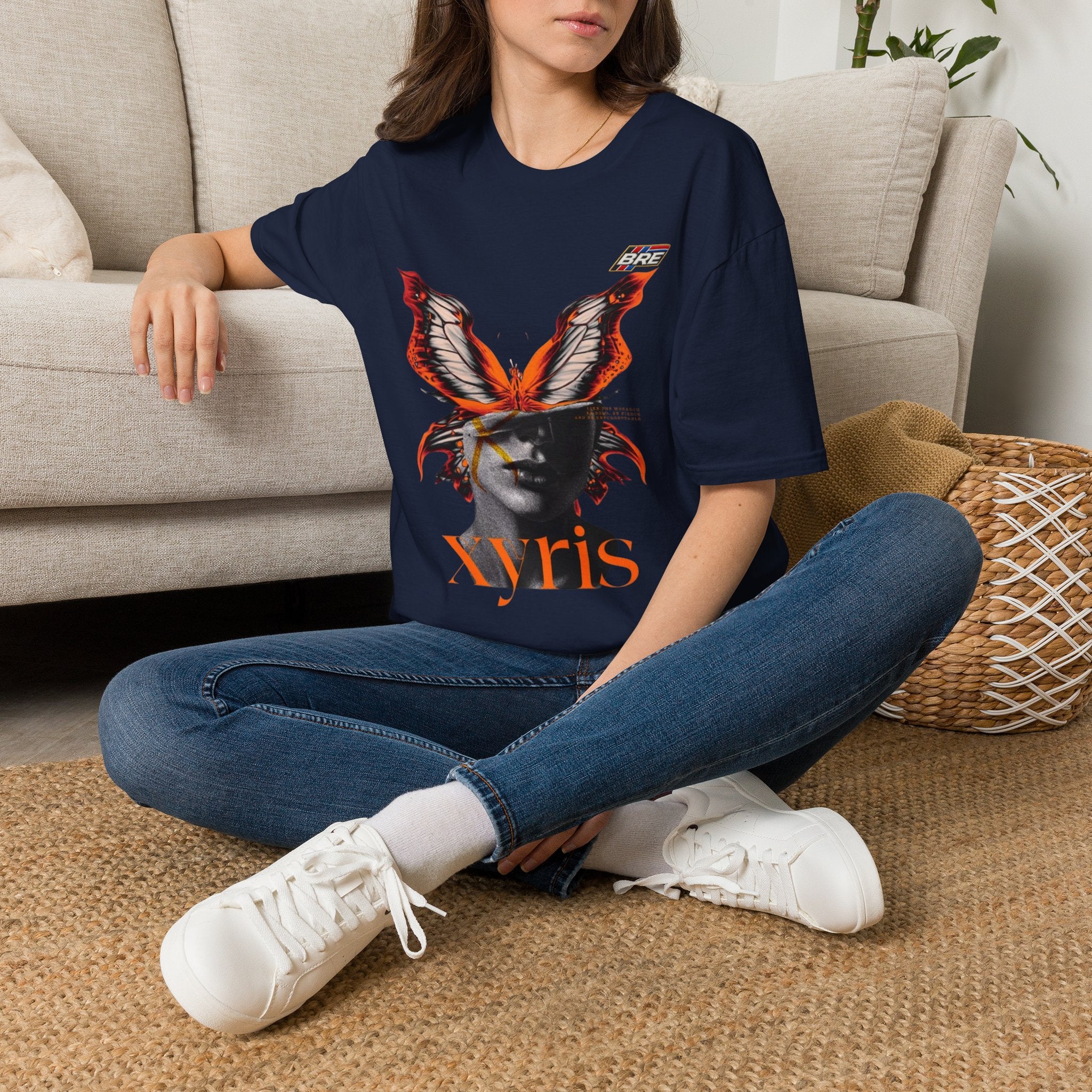 Butterfly Mask Graphic T‑Shirt — 'Xyris' Surreal Art Tee