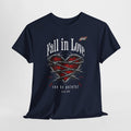 Fall in Love Graphic Tee — "Fall in Love Can Be Painful" Heart & Barbed Wire Punk T-Shirt