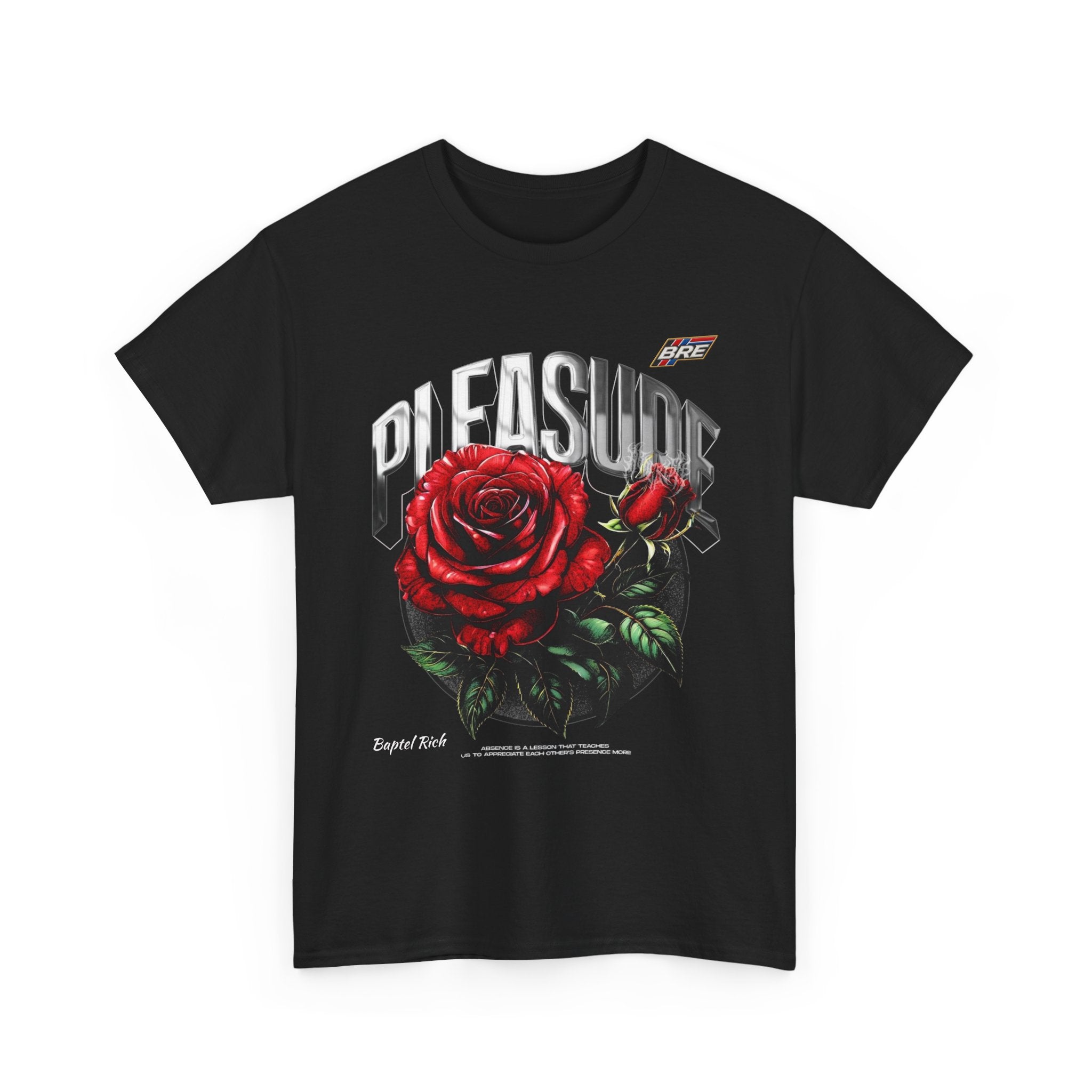 Pleasure Rose Graphic Tee — Gothic Red Rose Streetwear T-Shirt