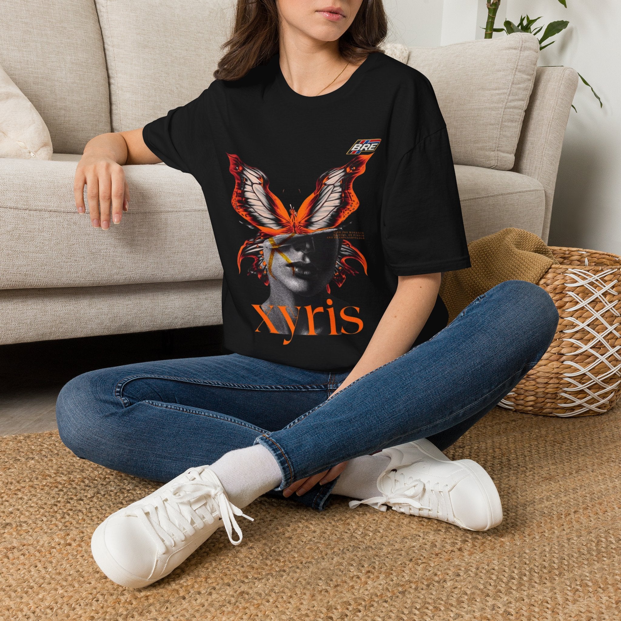 Butterfly Mask Graphic T‑Shirt — 'Xyris' Surreal Art Tee