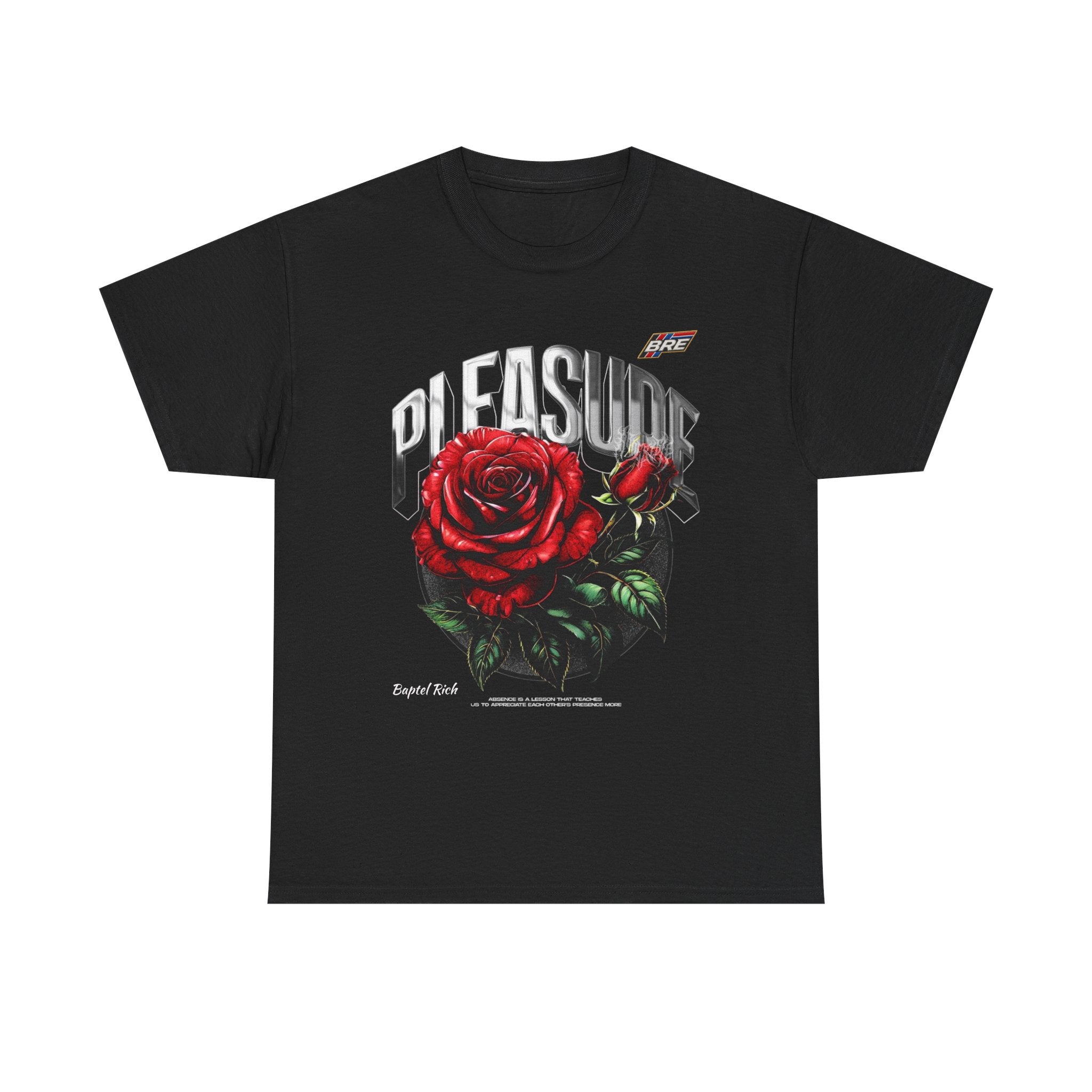 Pleasure Rose Graphic Tee — Gothic Red Rose Streetwear T-Shirt