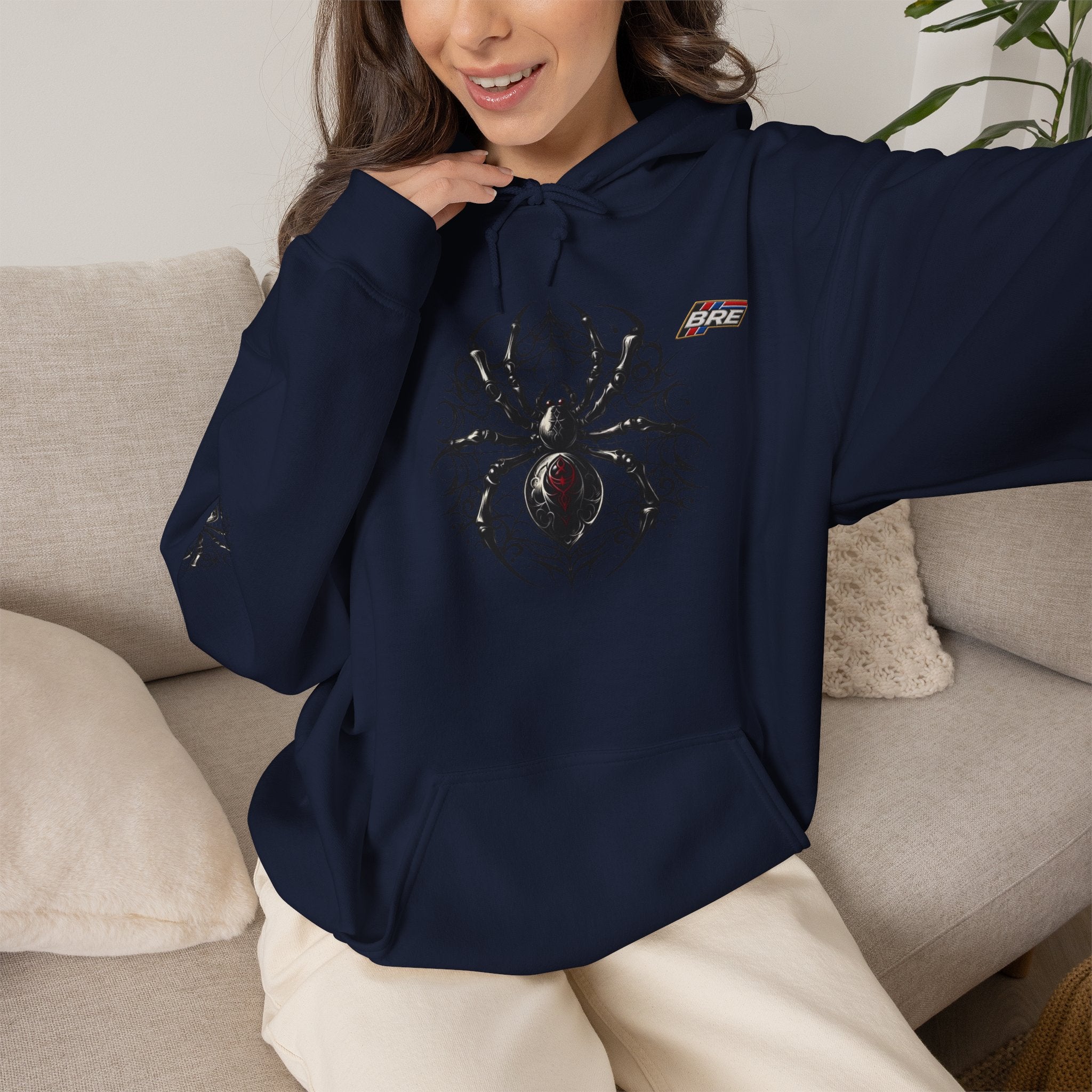 Spider Skull Hoodie — Gothic Black Widow Graphic Sweatshirt