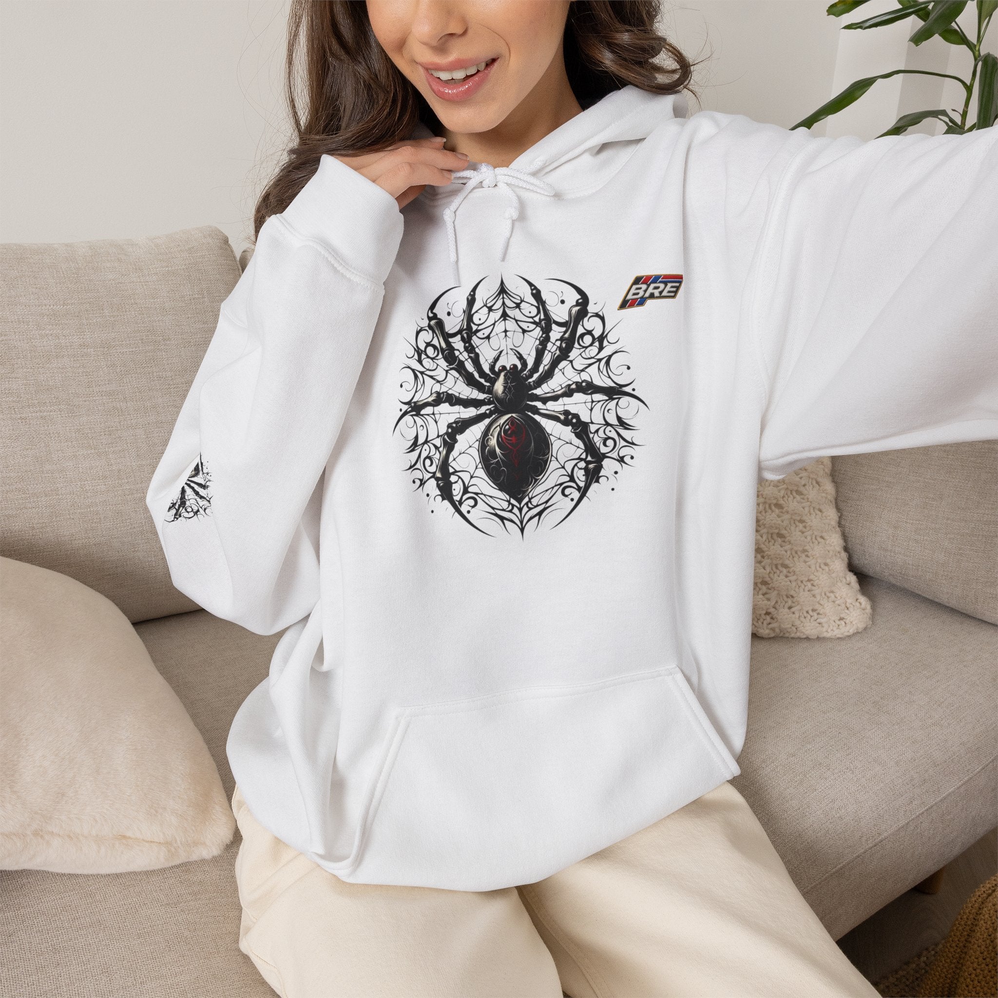 Spider Skull Hoodie — Gothic Black Widow Graphic Sweatshirt